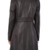women black zip up trench leather coat w hood