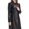 purple and black leather trench coat women