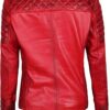 Asymmetrical Red Real Womens Lambskin Leather Jacket 3