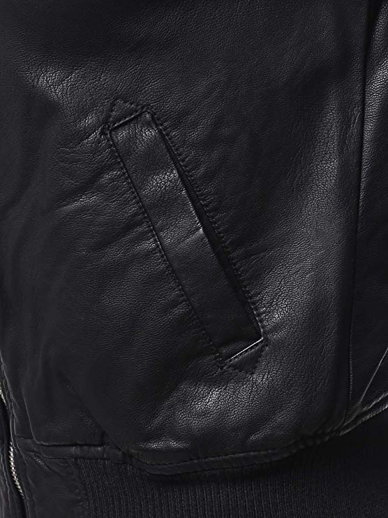 Black Leather Bomber Jacket Women