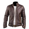 mens brown distressed leather jacket