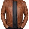 mens brown leather biker jacket
