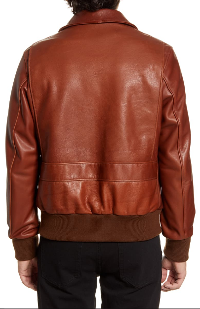 Pebble Texture Leather Bomber Jacket
