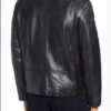 Quilted Shoulder Lambskin Leather Moto Jacket