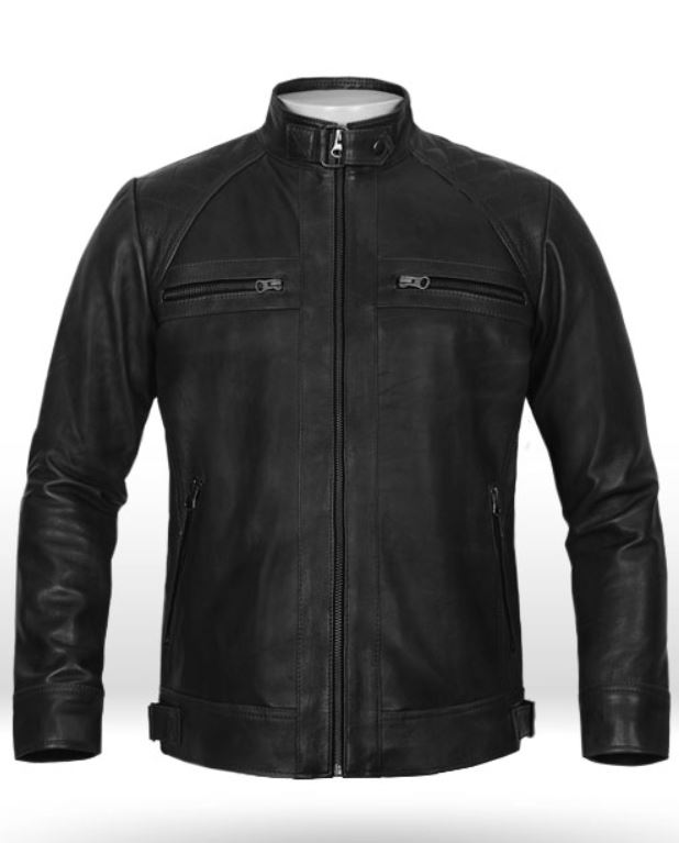 sheep skin black leather jacket