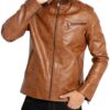 Stand Collar Leather Jacket Motorcycle Lightweight Leather Outwear